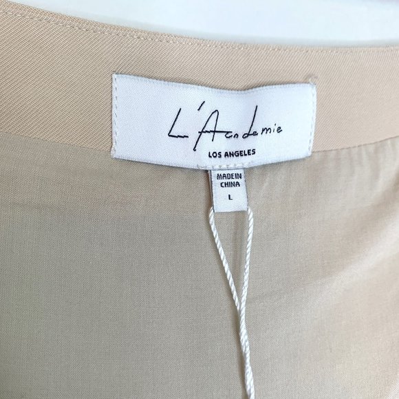 NWT L'ACADEMIE x Revolve The Brigitte Mini Dress in Sand Sz L - Picture 8 of 10